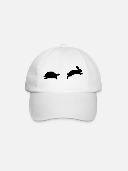 Schildkröte und Hase - Baseballkappe - Weiß/Weiß