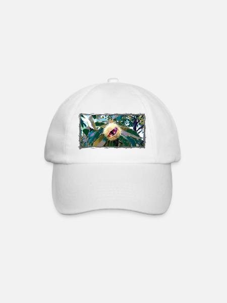 Kastanie in spitzen Blätterdesign - Baseballkappe - Weiß/Weiß