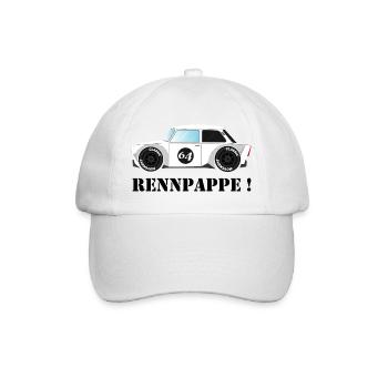 RENNPAPPE! Retro Rallye Auto Design - Baseballkappe - Weiß/Weiß - Vorne