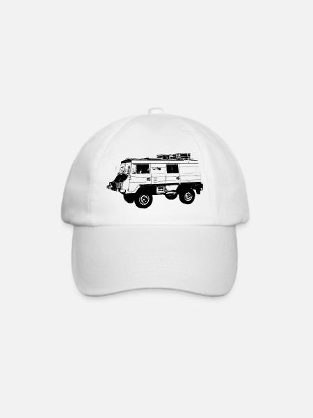 Pinzgauer710K Reisefertig als Schattenbild - Baseballkappe - Weiß/Weiß