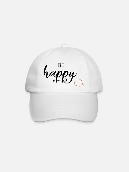 be happy - Baseballkappe - Weiß/Weiß