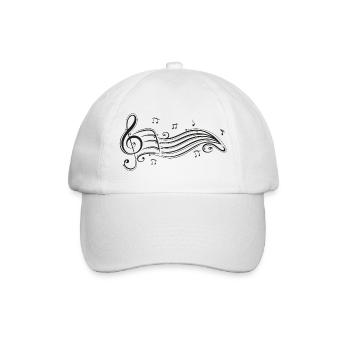 Notenschlüssel mit Notenblatt und Musiknoten. - Baseballkappe - Weiß/Weiß - Vorne