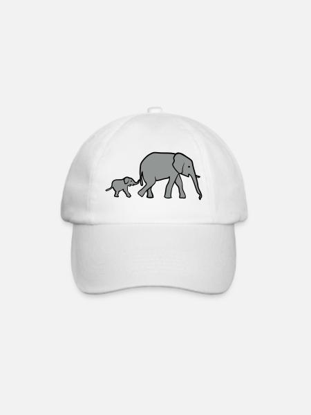 Elefant, Elefanten - Baseballkappe - Weiß/Weiß