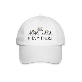 Kita mit Herz - Baseballkappe - Weiß/Weiß - Vorne