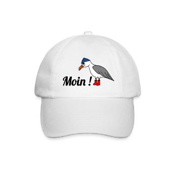 Moin, Möwe - Baseballkappe - Weiß/Weiß - Vorne