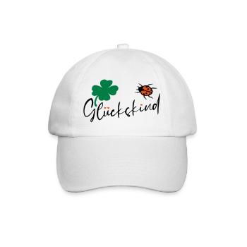 Glückskind Kleeblatt Glück - Baseballkappe - Weiß/Weiß - Vorne