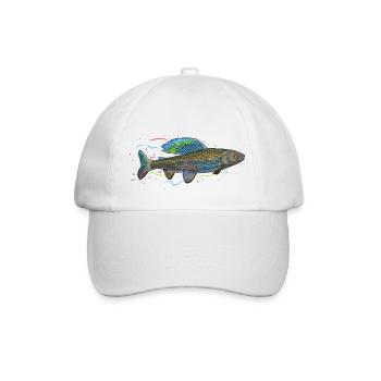Chromatischer irisierender Fisch – Äsche - Baseballkappe - Weiß/Weiß - Vorne