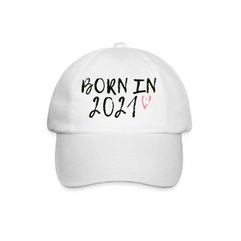 Jahrgang 2021 rosa Herz - Baseballkappe - Weiß/Weiß - Vorne