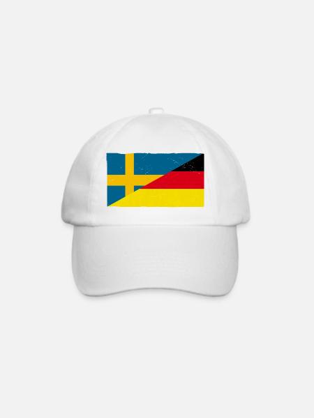 Deutschland und Schweden Vintage Flagge - Baseballkappe - Weiß/Weiß