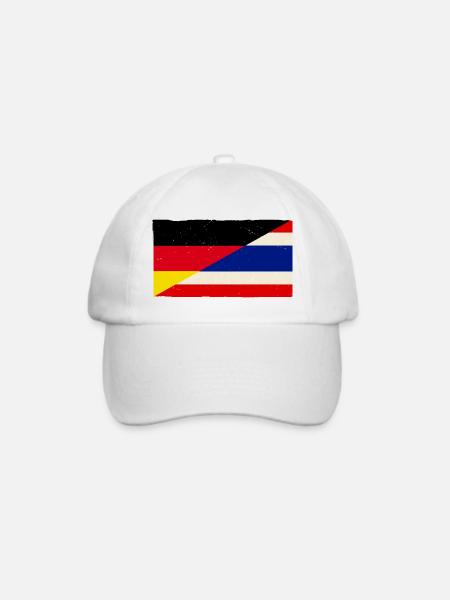 Deutschland und Thailand Vintage Flagge - Baseballkappe - Weiß/Weiß