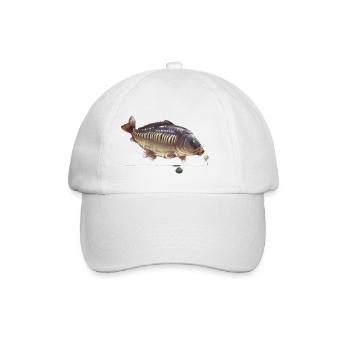 Spiegelkarpfenfischen Boilie Rig Design Anglerbiss - Baseballkappe - Weiß/Weiß - Vorne