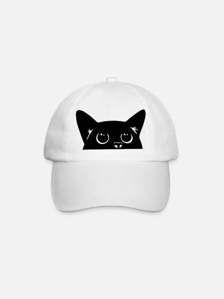 schwarze Katze, süße Katze - Baseballkappe - Weiß/Weiß