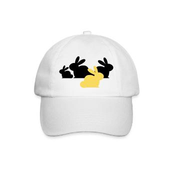 Osterhasen - Schwarz und Farbe - Baseballkappe - Weiß/Weiß - Vorne
