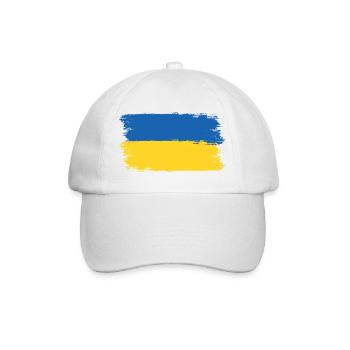 Ukraine -Bete für die Ukraine - Viva Ukraine - Baseballkappe - Weiß/Weiß - Vorne