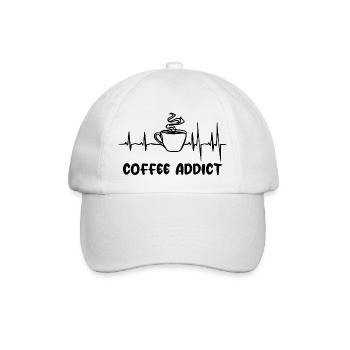 Herzschlag EKG Kaffee Puls Café Coffein Geschenk - Baseballkappe - Weiß/Weiß - Vorne