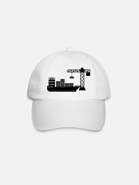 Seecontainerboot mit Kranentladung - Baseballkappe - Weiß/Weiß