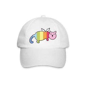 Geflügelte mollige Katze Regenbogen - Baseballkappe - Weiß/Weiß - Vorne