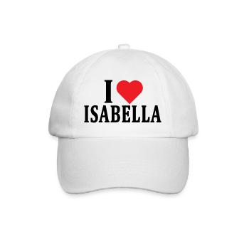 T-Shirt Ich liebe Isabella T-Shirt Geschenkidee - Baseballkappe - Weiß/Weiß - Vorne
