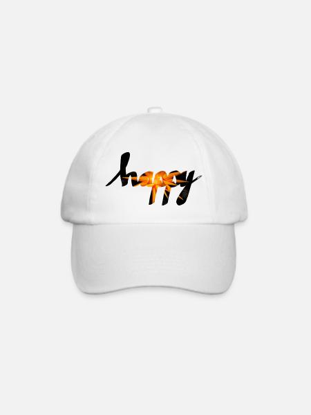 glücklich - Baseballkappe - Weiß/Weiß