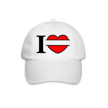Ich mag Logo mit Balken dazwischen zum eigenen Text - Baseballkappe - Weiß/Weiß - Vorne