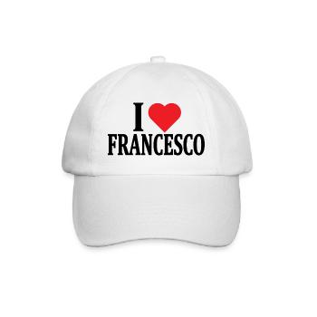 T-Shirt Ich liebe Francesco T-Shirt Geschenkidee - Baseballkappe - Weiß/Weiß - Vorne