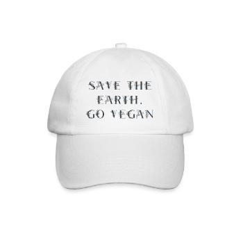 Rette die Erde, werde vegan - blau - Baseballkappe - Weiß/Weiß - Vorne