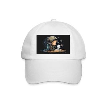 Stellar Companions: Niedlicher Astronautenjunge mit seinem - Baseballkappe - Weiß/Weiß - Vorne