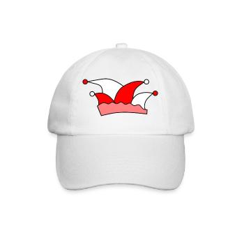 Rot-weiße Narrenkappe - Baseballkappe - Weiß/Weiß - Vorne
