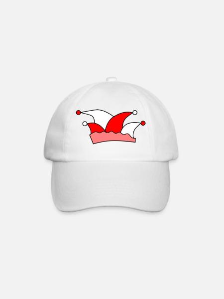 Rot-weiße Narrenkappe - Baseballkappe - Weiß/Weiß