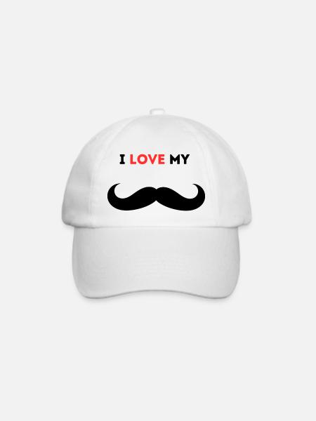I love my Mustache - Baseballkappe - Weiß/Weiß