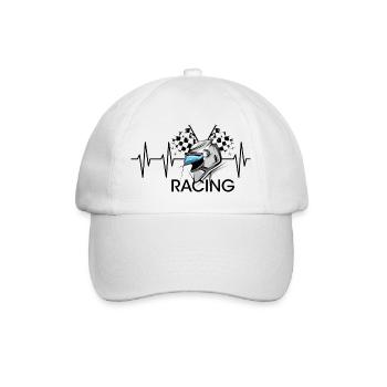 racing Helm puls Motorrad Herzschlag Symbol icon - Baseballkappe - Weiß/Weiß - Vorne