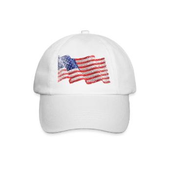 Patriotische Flaggenstreifen mit inspirierendem Text - Baseballkappe - Weiß/Weiß - Vorne