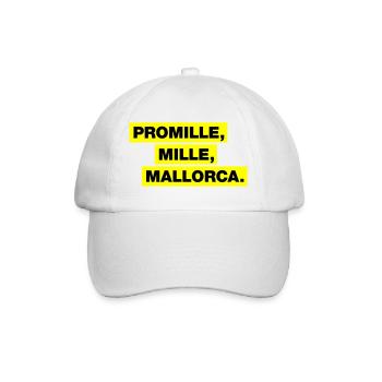 Promille, Mille, Malle - Baseballkappe - Weiß/Weiß - Vorne