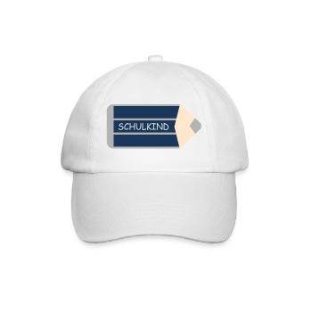 Buntstift dunkelblau grau - Schulkind - Baseballkappe - Weiß/Weiß - Vorne