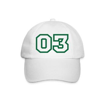 Nummer 3 grüner Sport - Baseballkappe - Weiß/Weiß - Vorne