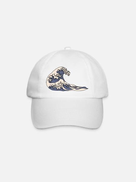 Die große Welle vor Kanagawa - Baseballkappe - Weiß/Weiß