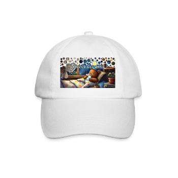 Süße Träume schlafender Bär mit Kuscheltier - Baseballkappe - Weiß/Weiß - Vorne