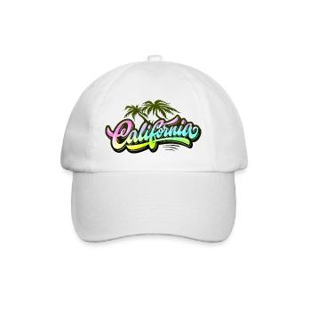 CALIFORNIA Street Art 🧢 – 3D Graffiti mit Palmen - Baseballkappe - Weiß/Weiß - Vorne