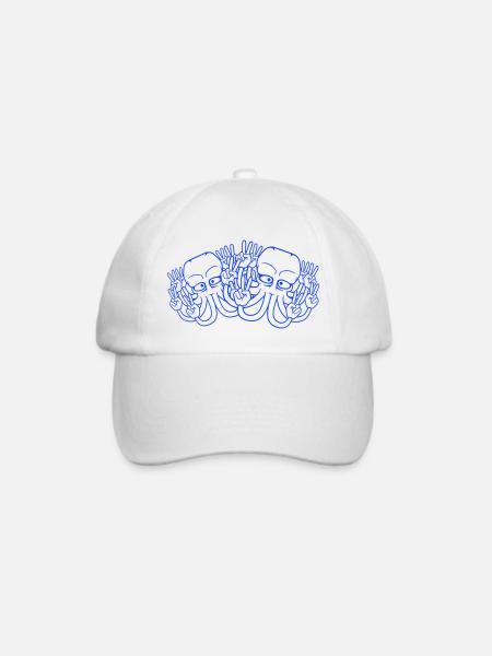Zwei Kraken Peace Handzeichen Victory Symbol Hände - Baseballkappe - Weiß/Weiß