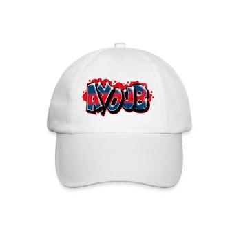 Graffiti Vorname AYOUB - Baseballkappe - Weiß/Weiß - Vorne