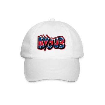 Graffiti Vorname AYOUB von Max le Tagueur - Baseballkappe - Weiß/Weiß - Vorne