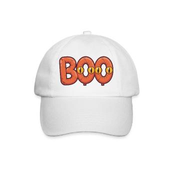 Halloween Boo Gruselige Buchstaben mit gruseligen Leuchtaugen - Baseballkappe - Weiß/Weiß - Vorne