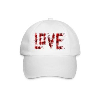 Blood Splatter Grunge Liebe Typografie - Baseballkappe - Weiß/Weiß - Vorne