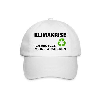 Klimakrise – ich recycle meine Ausreden - Baseballkappe - Weiß/Weiß - Vorne