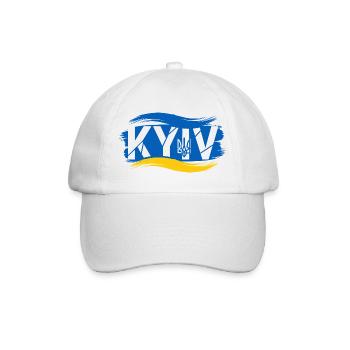 Ukrainischer Dreizack und Flagge Abstraktes Design - Baseballkappe - Weiß/Weiß - Vorne
