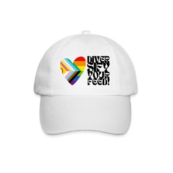 🌈♿ Diversify Your Feed –Progress Pride&Disability - Baseballkappe - Weiß/Weiß - Vorne