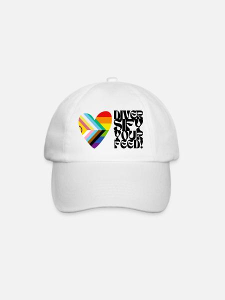🌈♿ Diversify Your Feed –Progress Pride&Disability - Baseballkappe - Weiß/Weiß