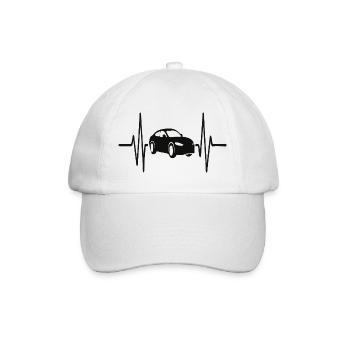 Herzschlag des Autos. Minimalistisches Liniendesign für Autoliebhaber - Baseballkappe - Weiß/Weiß - Vorne