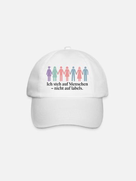 Ich Steh Auf Menschen – Nicht Auf Labels - Baseballkappe - Weiß/Weiß