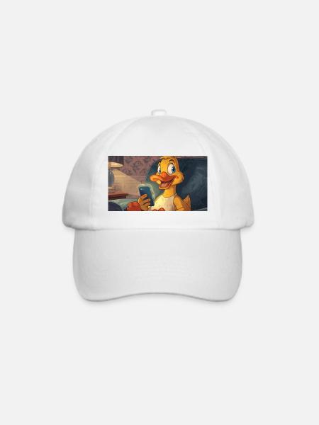 Ente am Smartphone - Baseballkappe - Weiß/Weiß